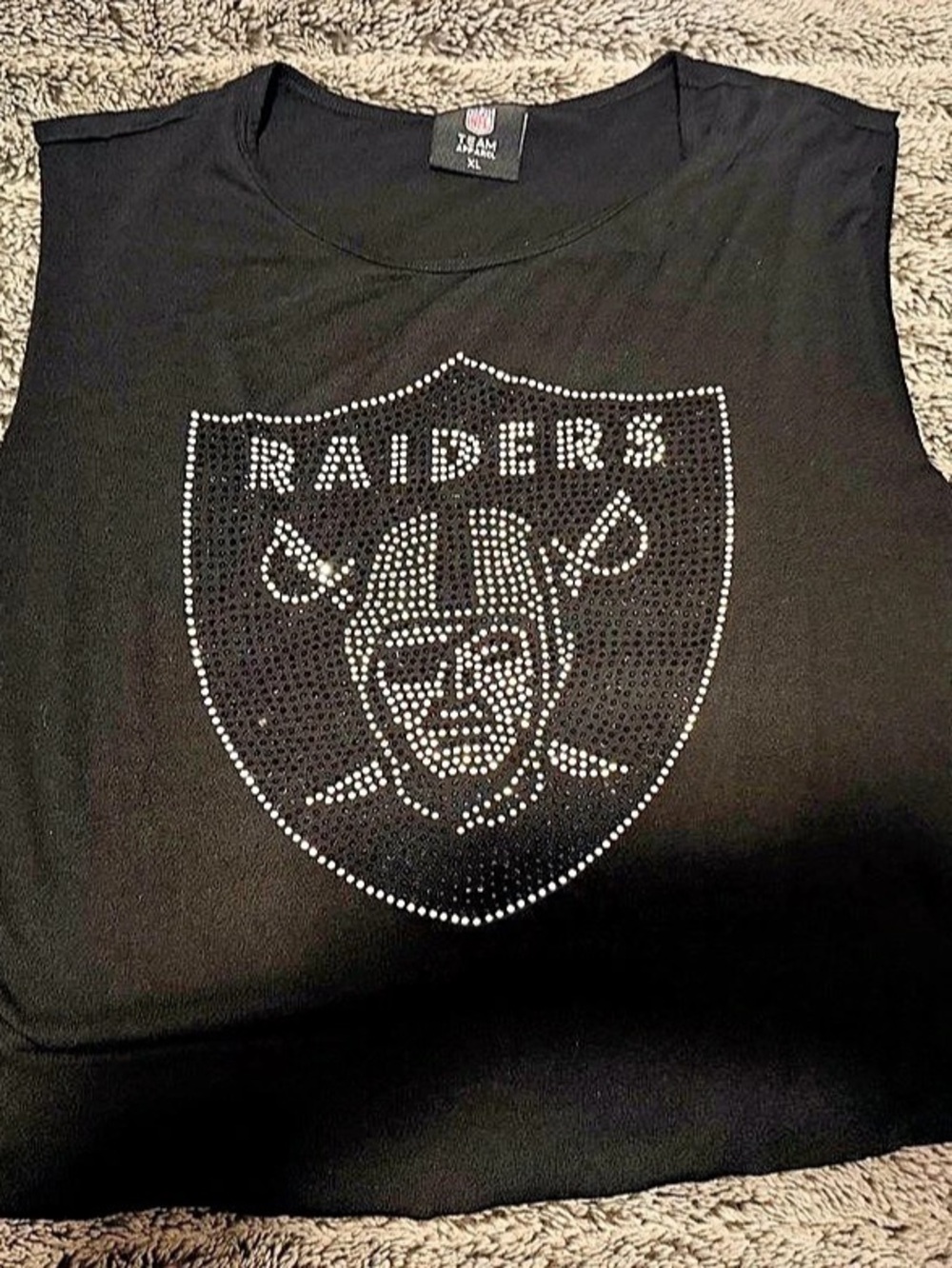 Raiders Rhinestone Logo Muscle Tee in Black Size XL Like New